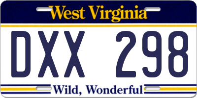 WV license plate DXX298