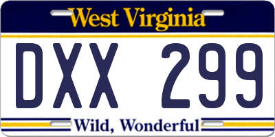 WV license plate DXX299