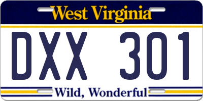 WV license plate DXX301