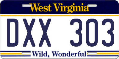WV license plate DXX303