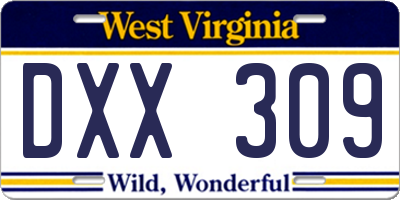 WV license plate DXX309