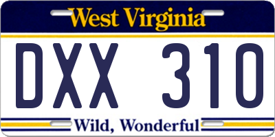 WV license plate DXX310