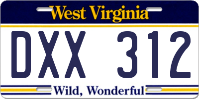 WV license plate DXX312