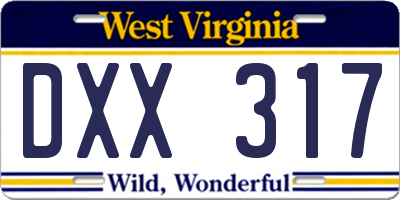 WV license plate DXX317