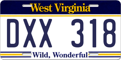 WV license plate DXX318