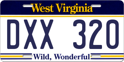 WV license plate DXX320