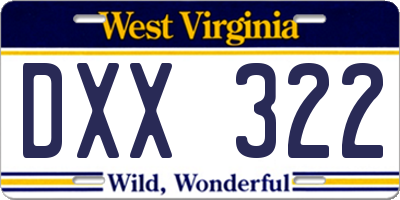 WV license plate DXX322