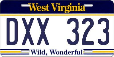 WV license plate DXX323