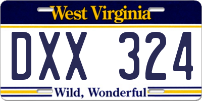 WV license plate DXX324