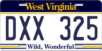 WV license plate DXX325