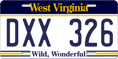 WV license plate DXX326