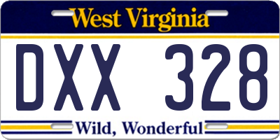WV license plate DXX328