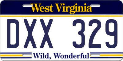 WV license plate DXX329