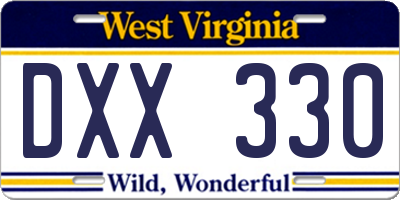 WV license plate DXX330