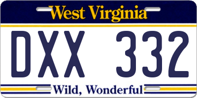 WV license plate DXX332
