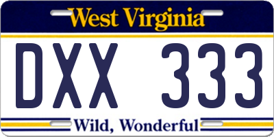 WV license plate DXX333