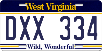 WV license plate DXX334