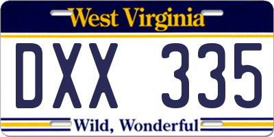 WV license plate DXX335