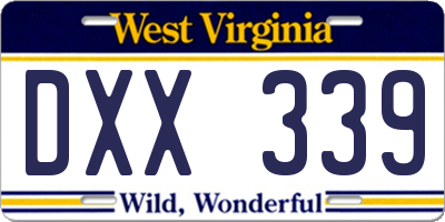 WV license plate DXX339