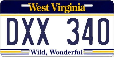 WV license plate DXX340