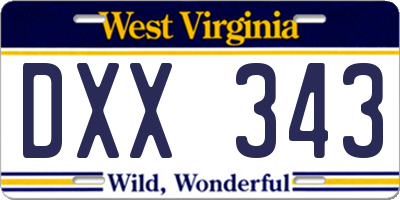 WV license plate DXX343
