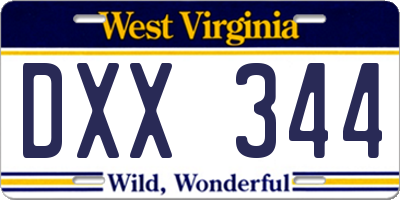 WV license plate DXX344