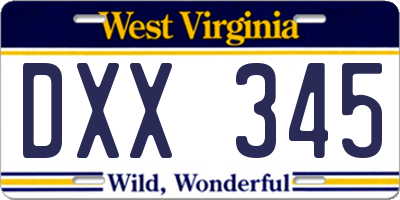 WV license plate DXX345