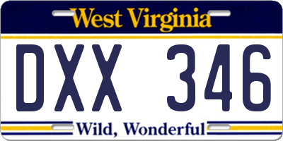 WV license plate DXX346