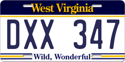 WV license plate DXX347