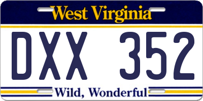 WV license plate DXX352