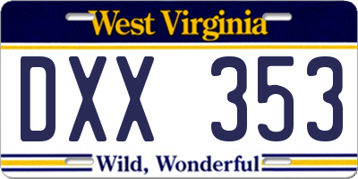 WV license plate DXX353
