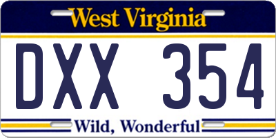 WV license plate DXX354