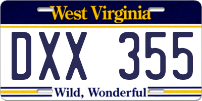 WV license plate DXX355