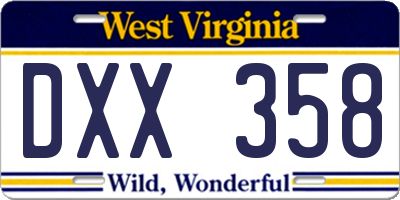 WV license plate DXX358