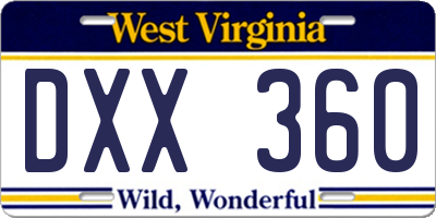 WV license plate DXX360