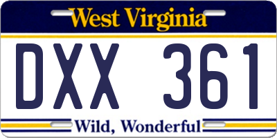 WV license plate DXX361