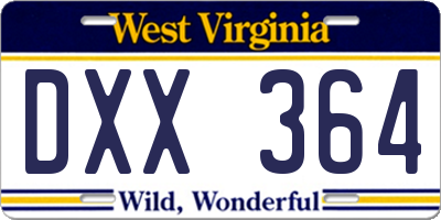WV license plate DXX364