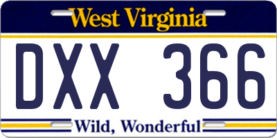 WV license plate DXX366