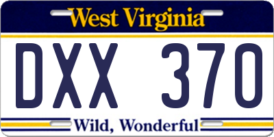 WV license plate DXX370
