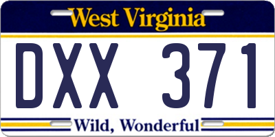 WV license plate DXX371