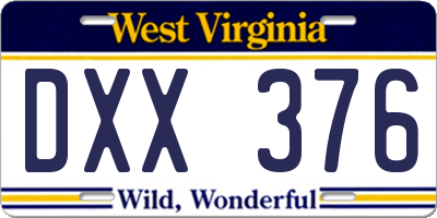 WV license plate DXX376