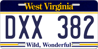 WV license plate DXX382