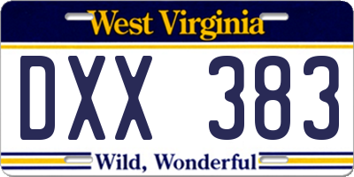 WV license plate DXX383