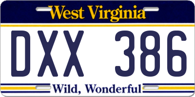 WV license plate DXX386