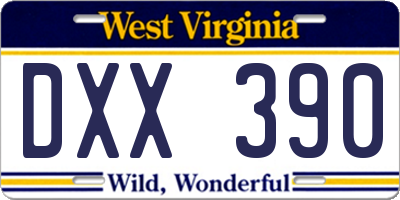 WV license plate DXX390