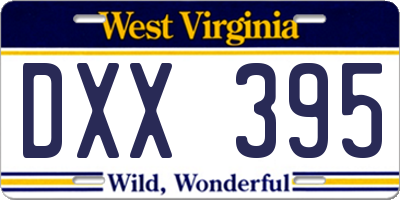 WV license plate DXX395