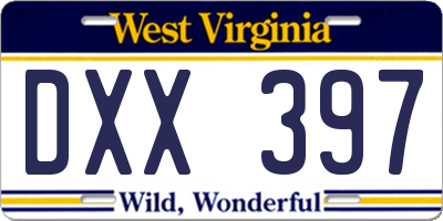 WV license plate DXX397