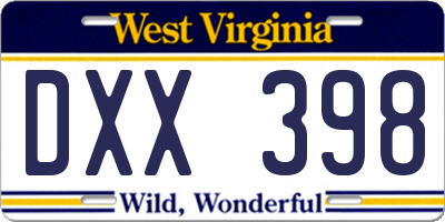 WV license plate DXX398