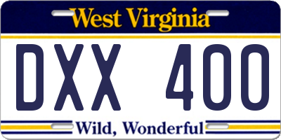WV license plate DXX400