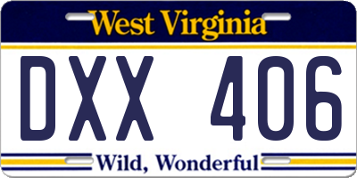 WV license plate DXX406